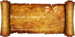 Pupics Izabella névjegykártya